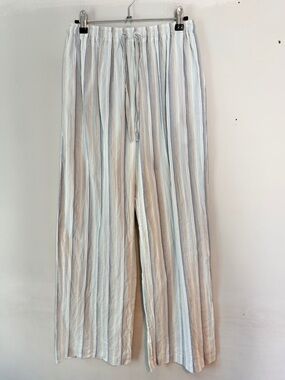 eskandar Striped Wide-Leg Pants Cotton Drawstring 1 Small Medium